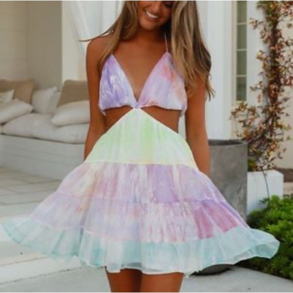 Pastel Tie-Dye Mini Dress